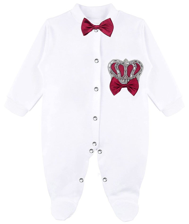 Lilax Baby Boy Newborn Crown Jewels Layette 3 Piece Gift Set 0-3 Months Burgundy - Image 2